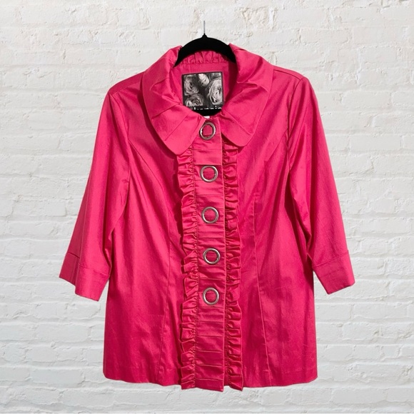 158. KENSIE Summer Jacket - Hot Pink - Size Large - Picture 1 of 7